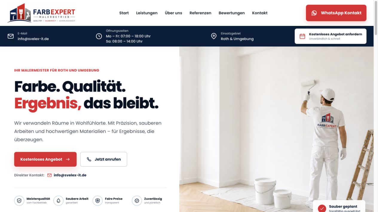 Screenshot der Website-Referenz Farbexpert