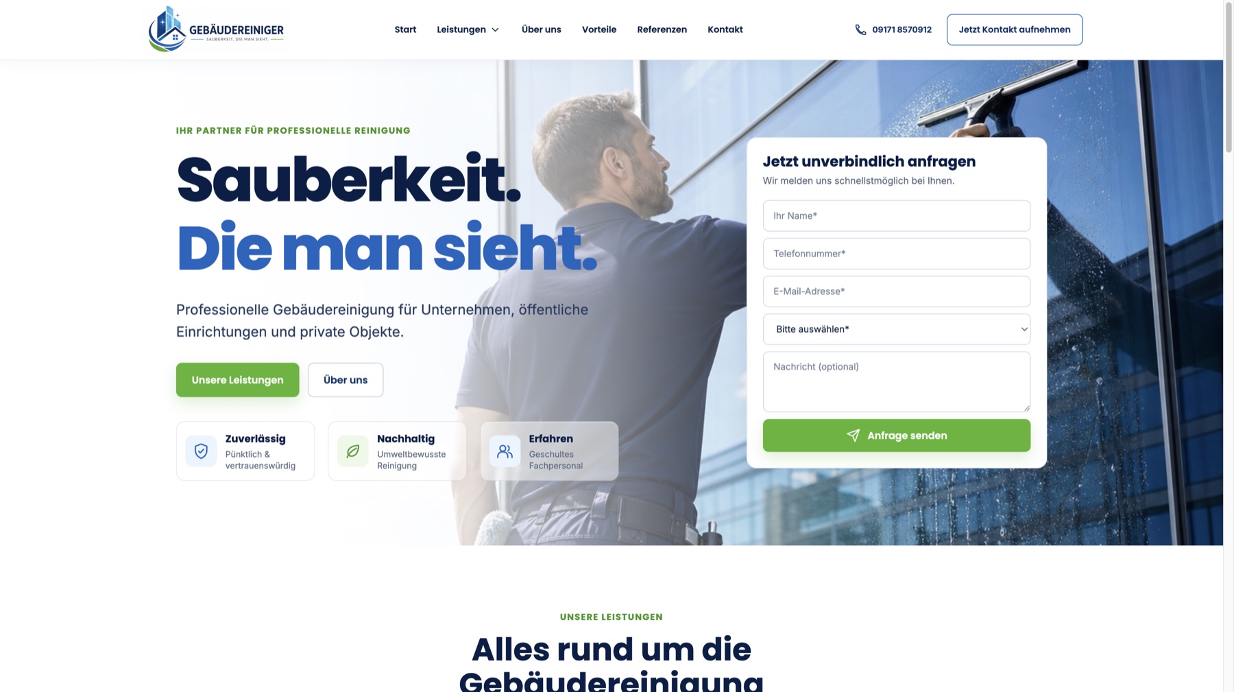 Screenshot der Website-Referenz Gebäudereiniger