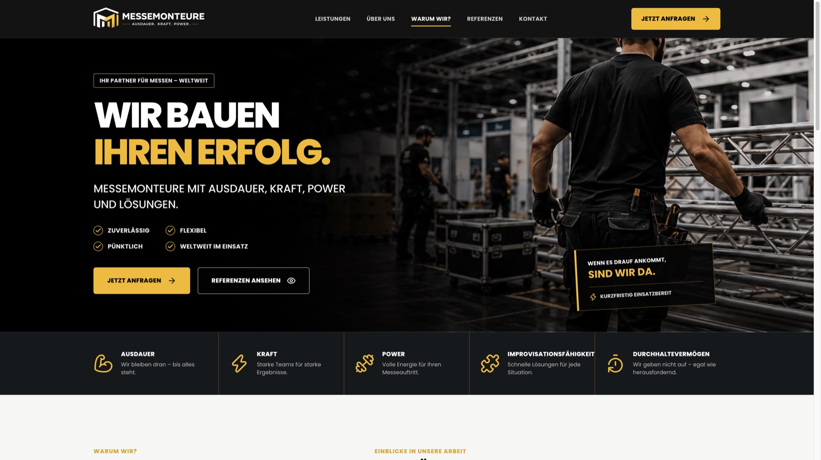 Screenshot der Website-Referenz Messemonteure